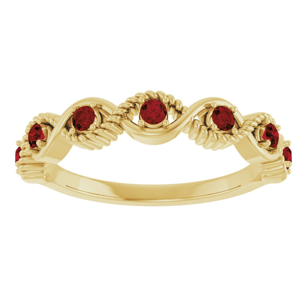 Natural Mozambique Garnet Stackable Ring in 14k yellow gold