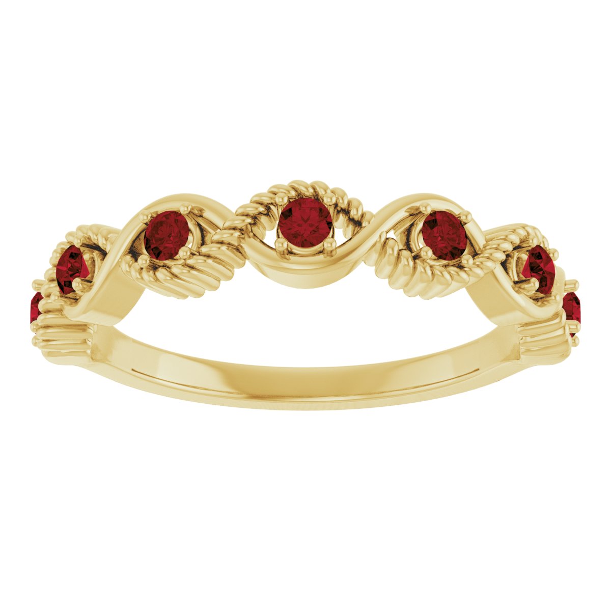 Natural Mozambique Garnet Stackable Ring in 14k yellow gold