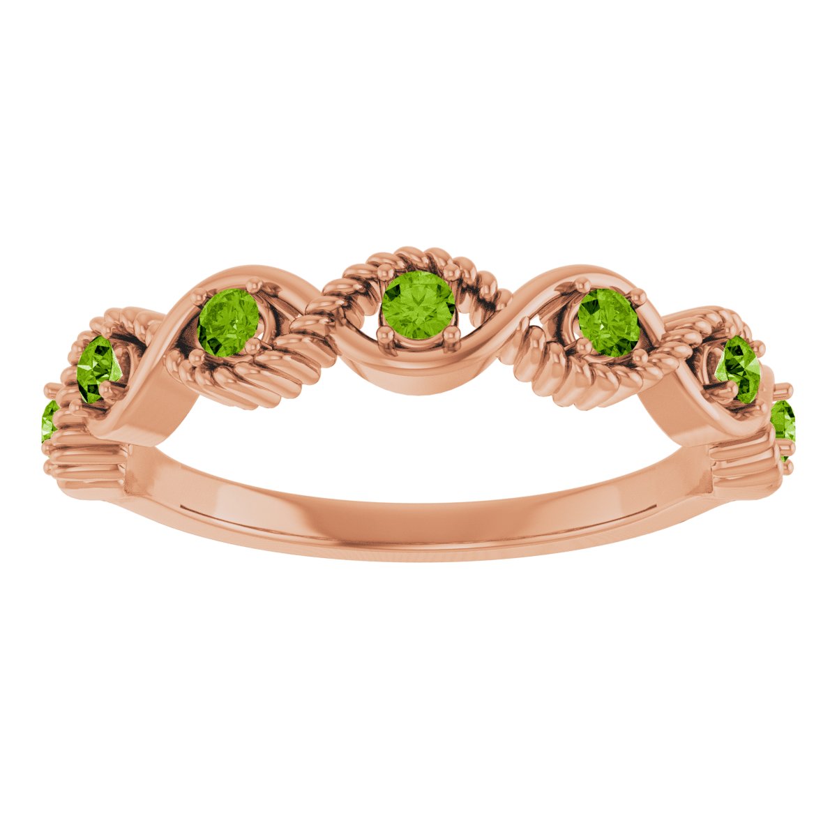 Natural Peridot Stackable Ring in 14k rose gold