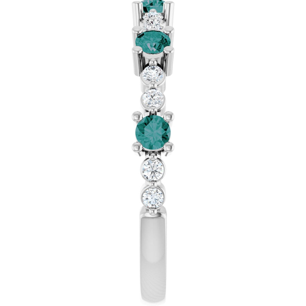 Lab-Grown Alexandrite & 1/6 CTW Natural Diamond Ring in 14k white gold
