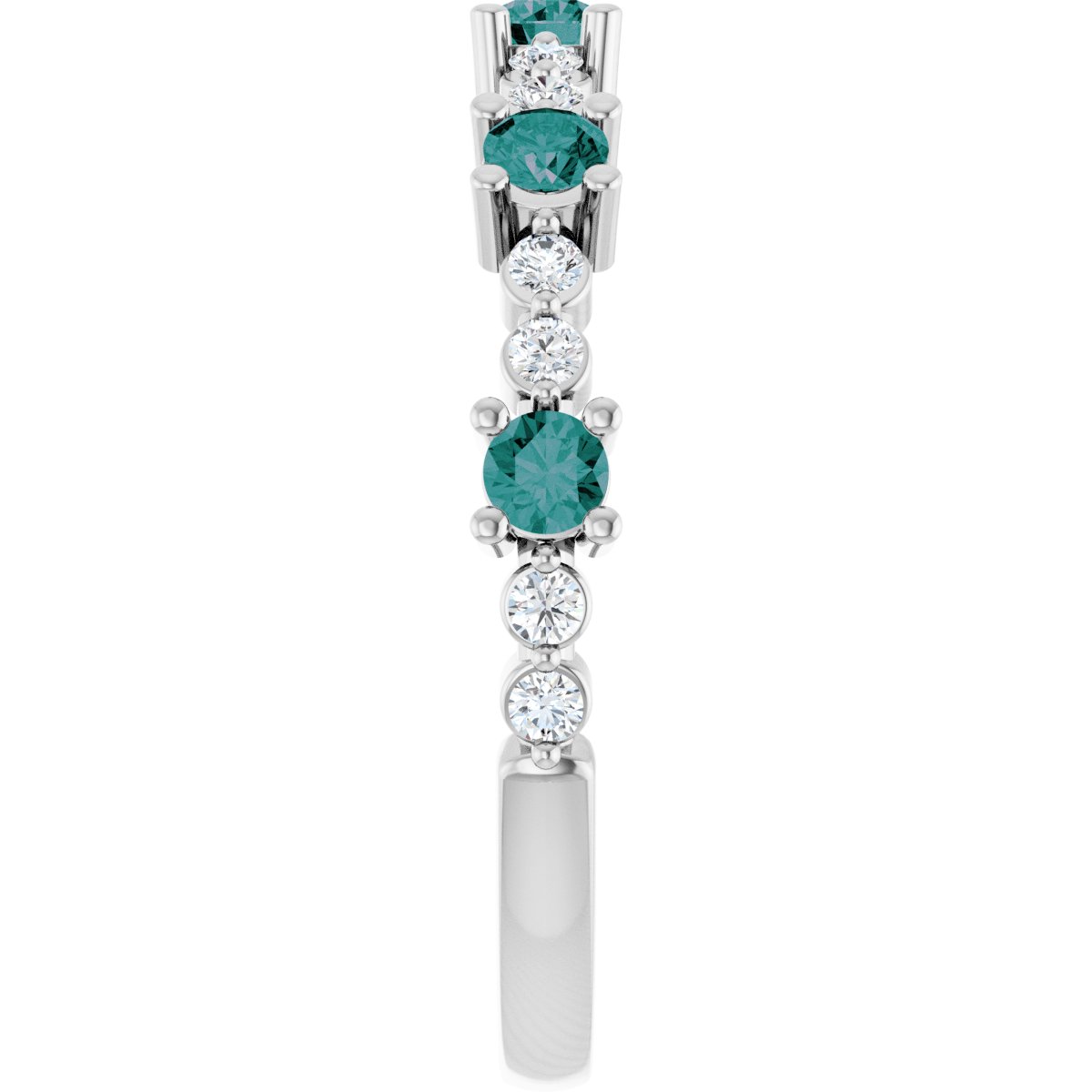 Lab-Grown Alexandrite & 1/6 CTW Natural Diamond Ring in 14k white gold