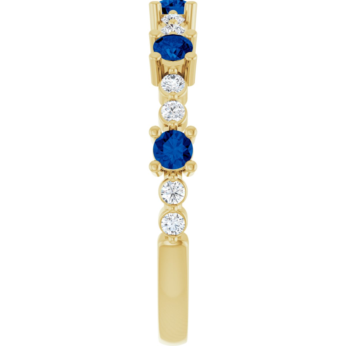 Lab-Grown Blue Sapphire & 1/6 CTW Natural Diamond Ring in 14k yellow gold