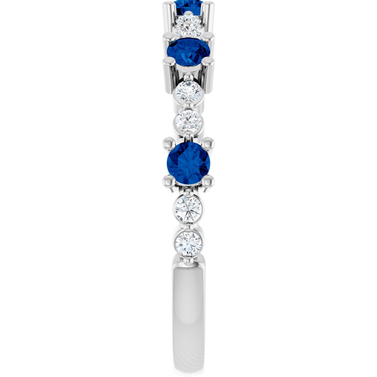 Lab-Grown Blue Sapphire & 1/6 CTW Natural Diamond Ring in 14k white gold