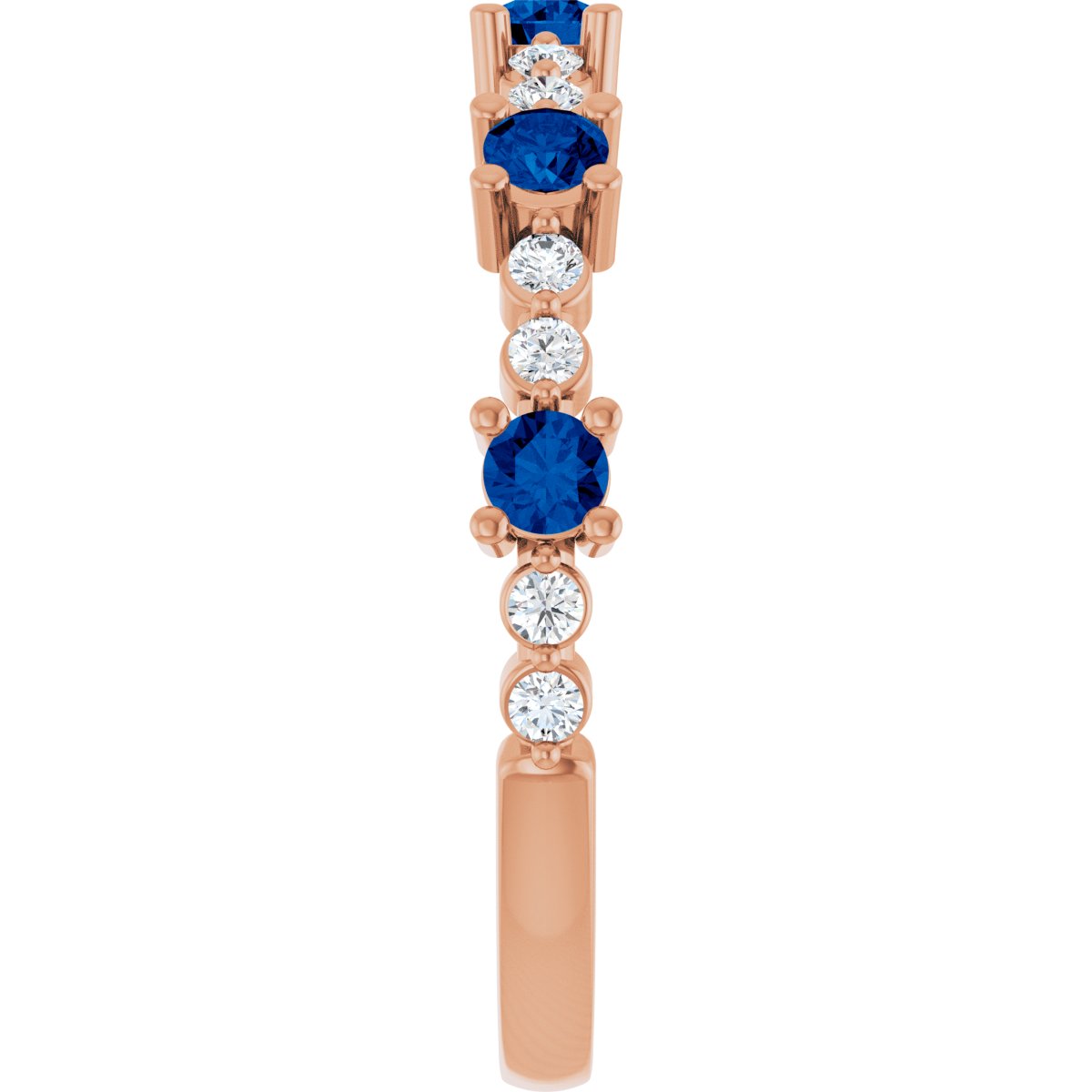 Lab-Grown Blue Sapphire & 1/6 CTW Natural Diamond Ring in 14k rose gold