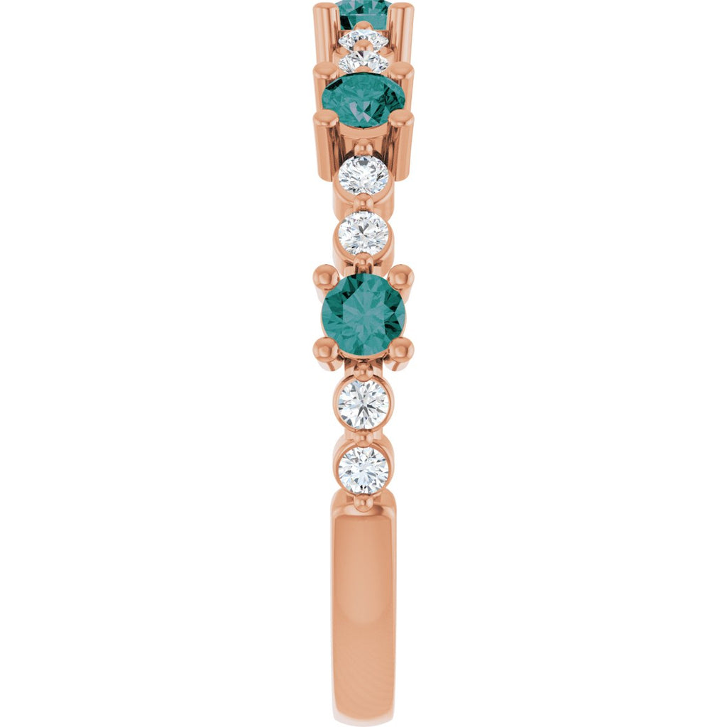 Lab-Grown Alexandrite & 1/6 CTW Natural Diamond Ring in 14k rose gold