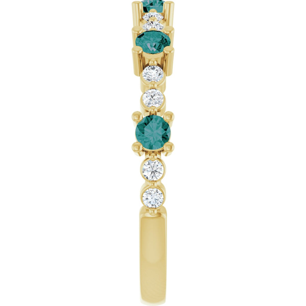Lab-Grown Alexandrite & 1/6 CTW Natural Diamond Ring in 14k yellow gold