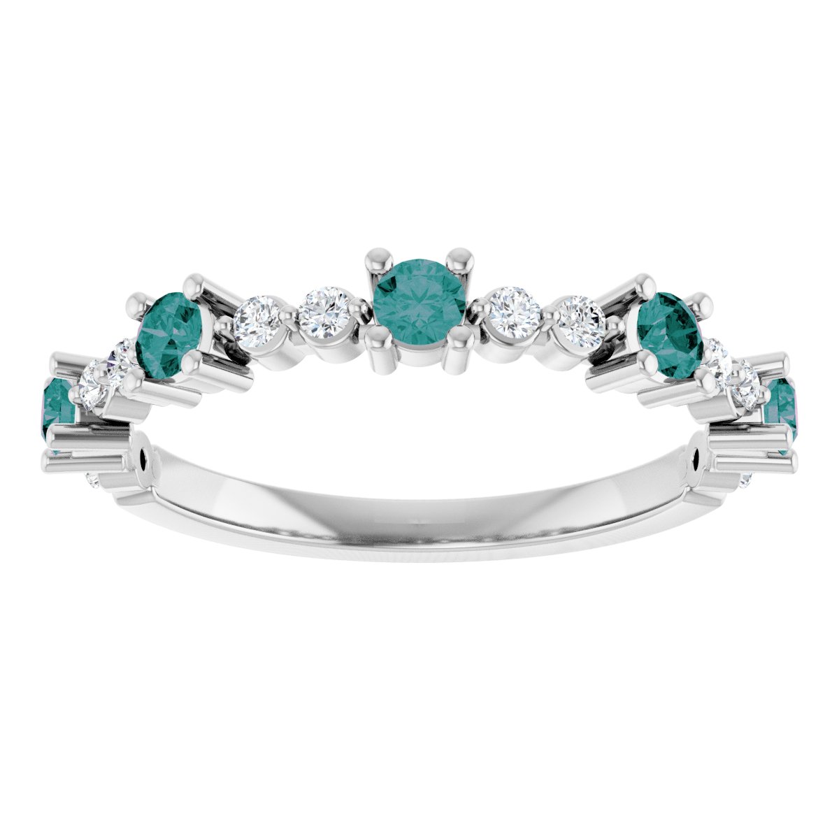Lab-Grown Alexandrite & 1/6 CTW Natural Diamond Ring in 14k white gold