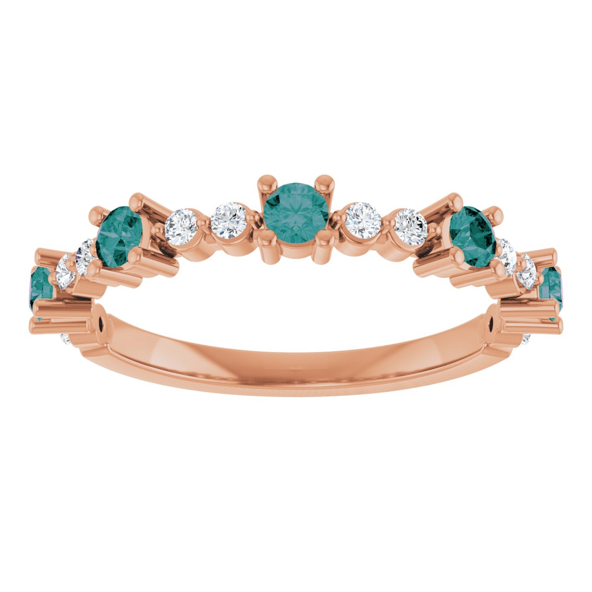 Lab-Grown Alexandrite & 1/6 CTW Natural Diamond Ring in 14k rose gold