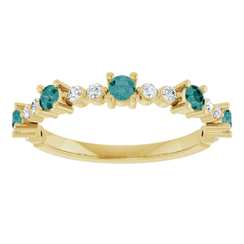 Lab-Grown Alexandrite & 1/6 CTW Natural Diamond Ring in 14k yellow gold