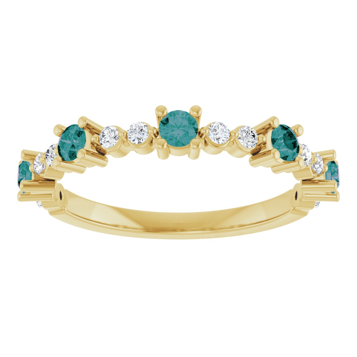Lab-Grown Alexandrite & 1/6 CTW Natural Diamond Ring in 14k yellow gold