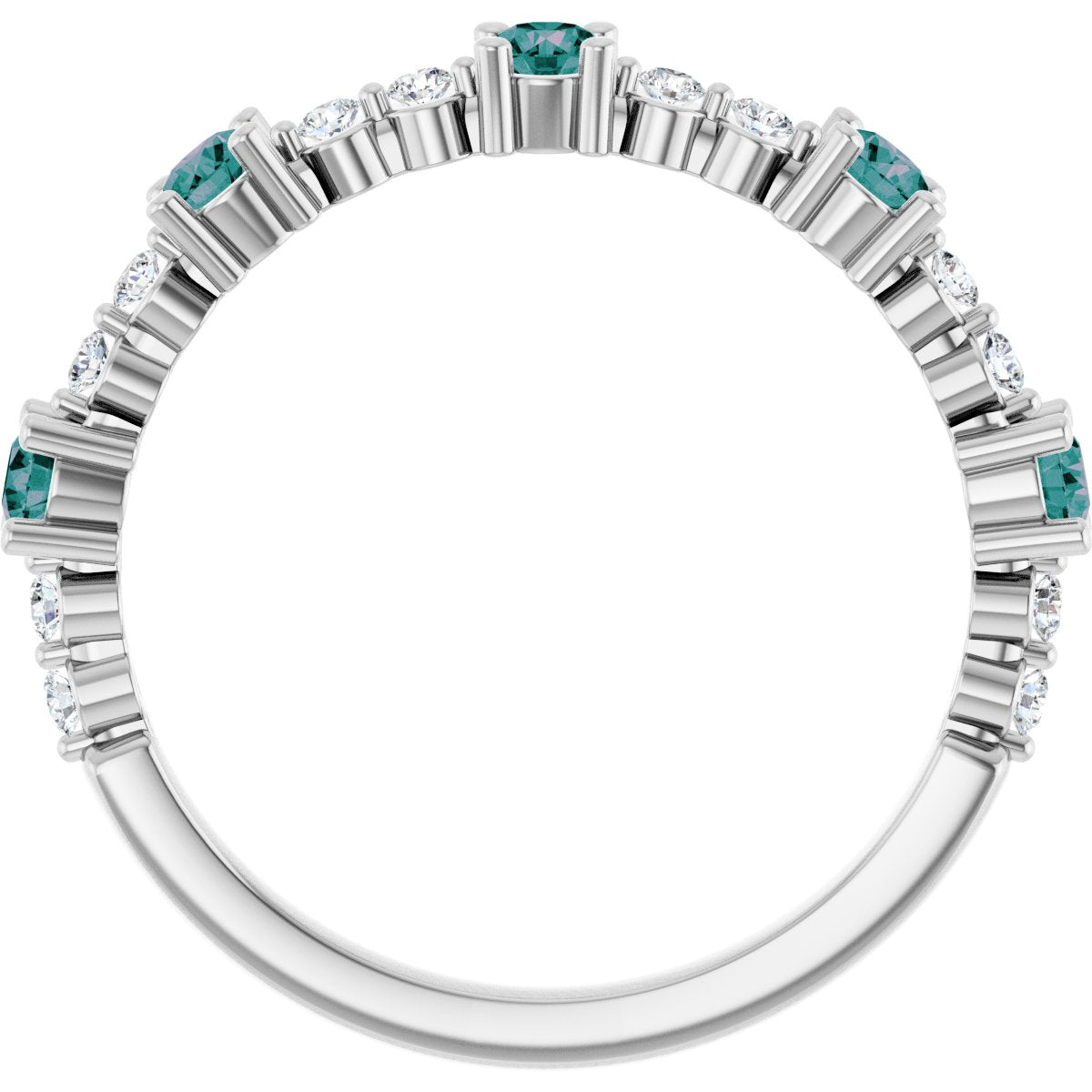Lab-Grown Alexandrite & 1/6 CTW Natural Diamond Ring in 14k white gold