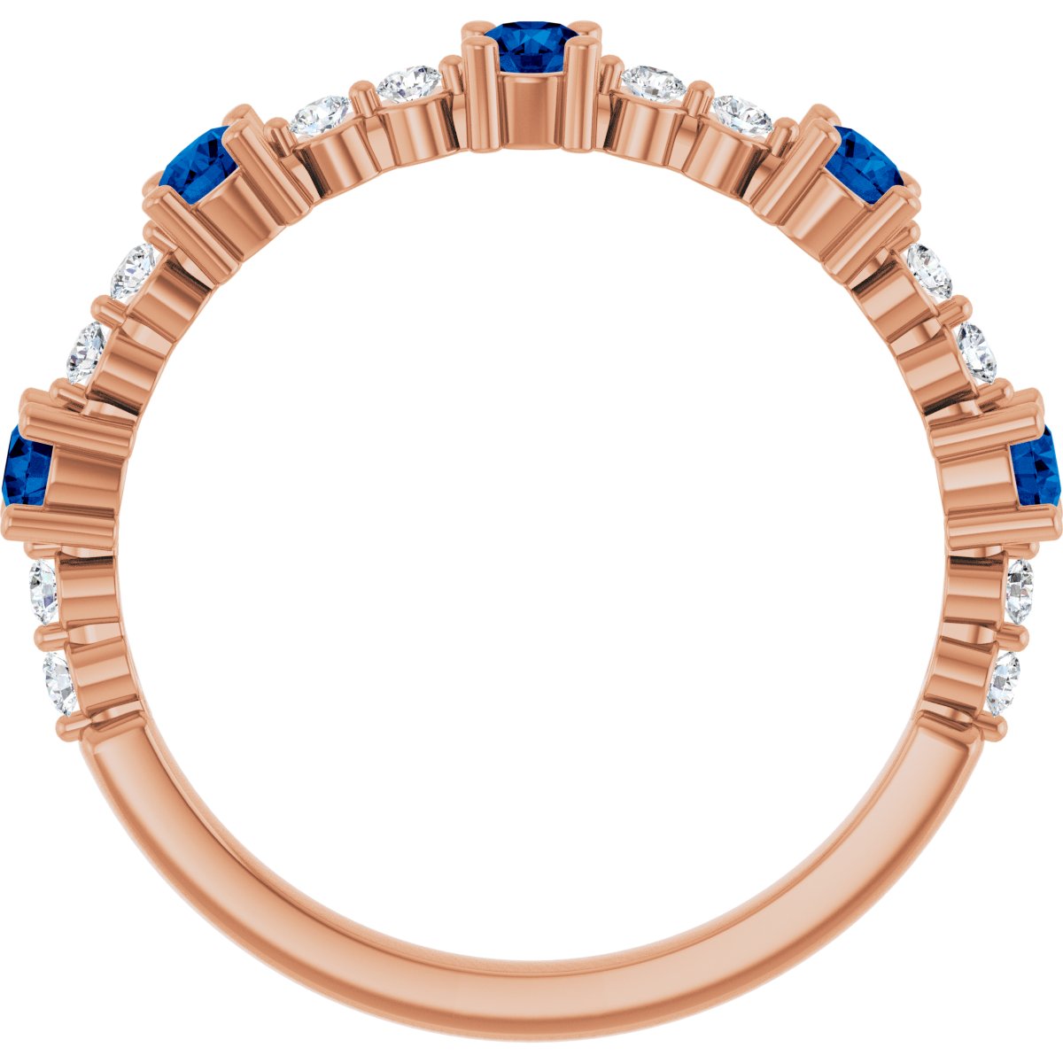 Lab-Grown Blue Sapphire & 1/6 CTW Natural Diamond Ring in 14k rose gold