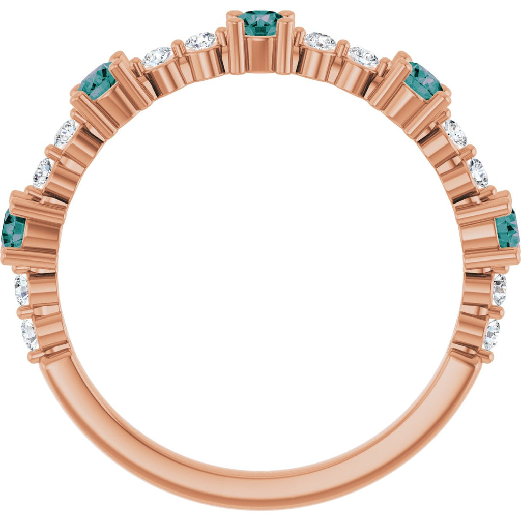 Lab-Grown Alexandrite & 1/6 CTW Natural Diamond Ring in 14k rose gold