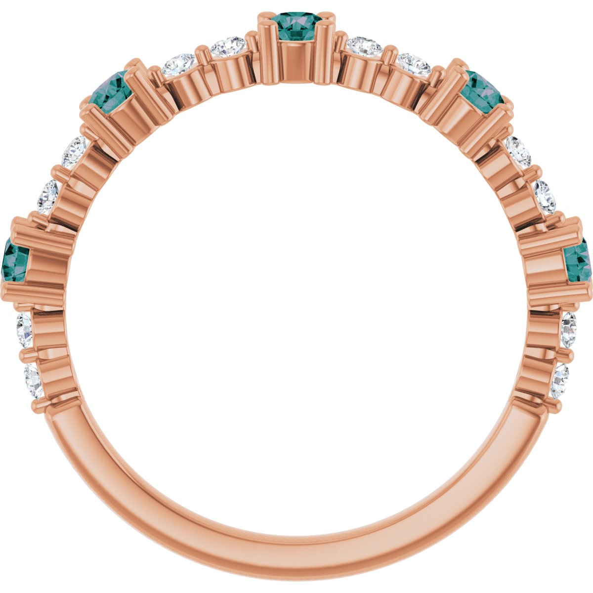 Lab-Grown Alexandrite & 1/6 CTW Natural Diamond Ring in 14k rose gold
