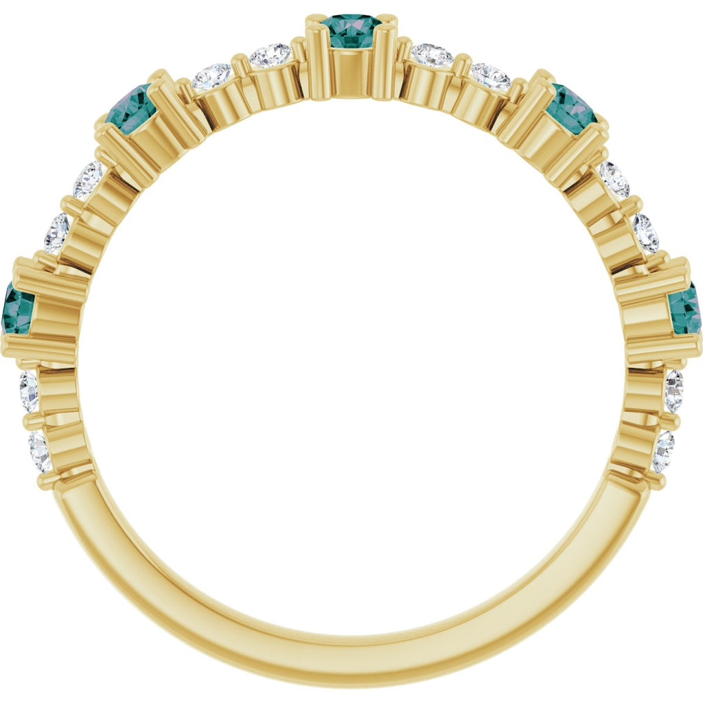 Lab-Grown Alexandrite & 1/6 CTW Natural Diamond Ring in 14k yellow gold