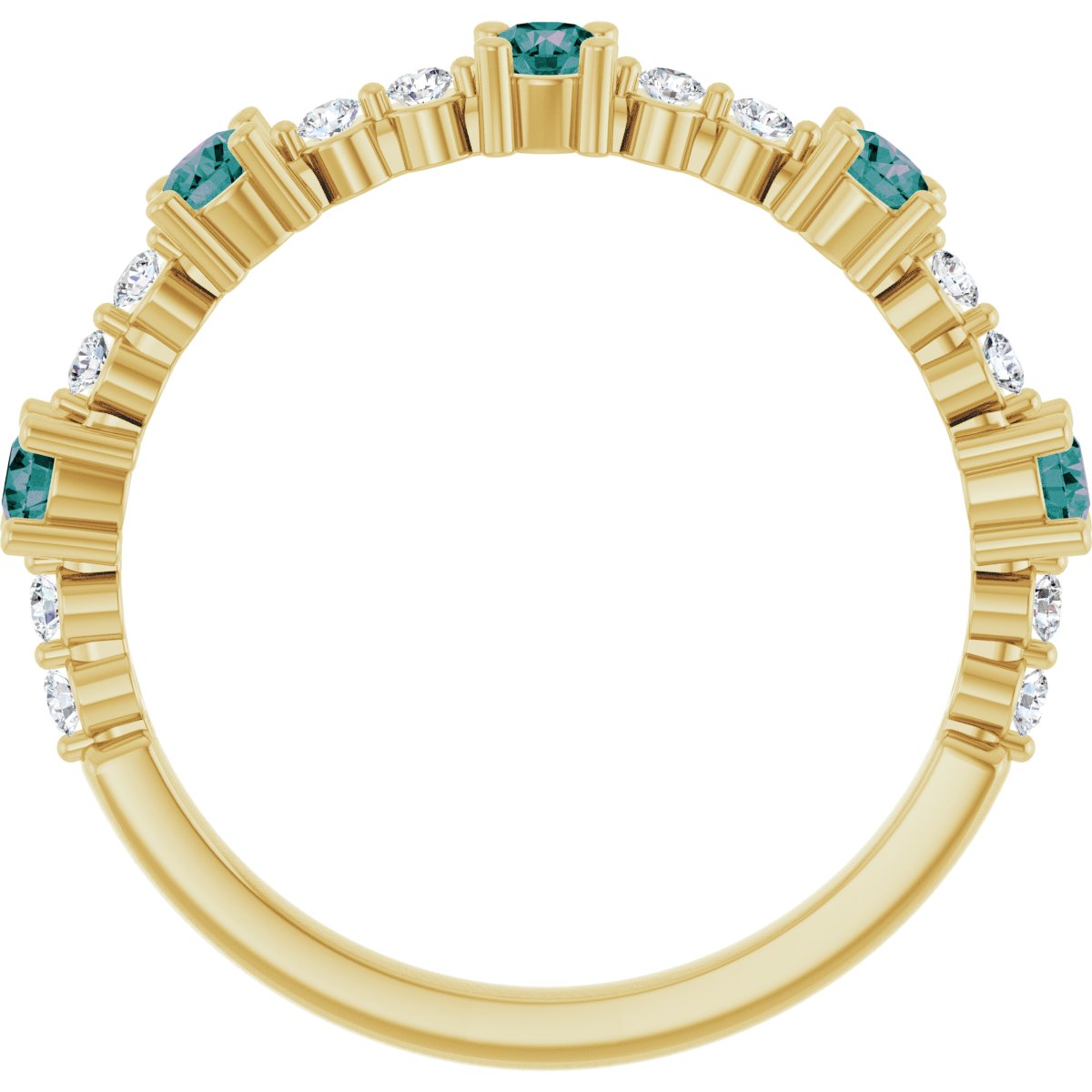Lab-Grown Alexandrite & 1/6 CTW Natural Diamond Ring in 14k yellow gold