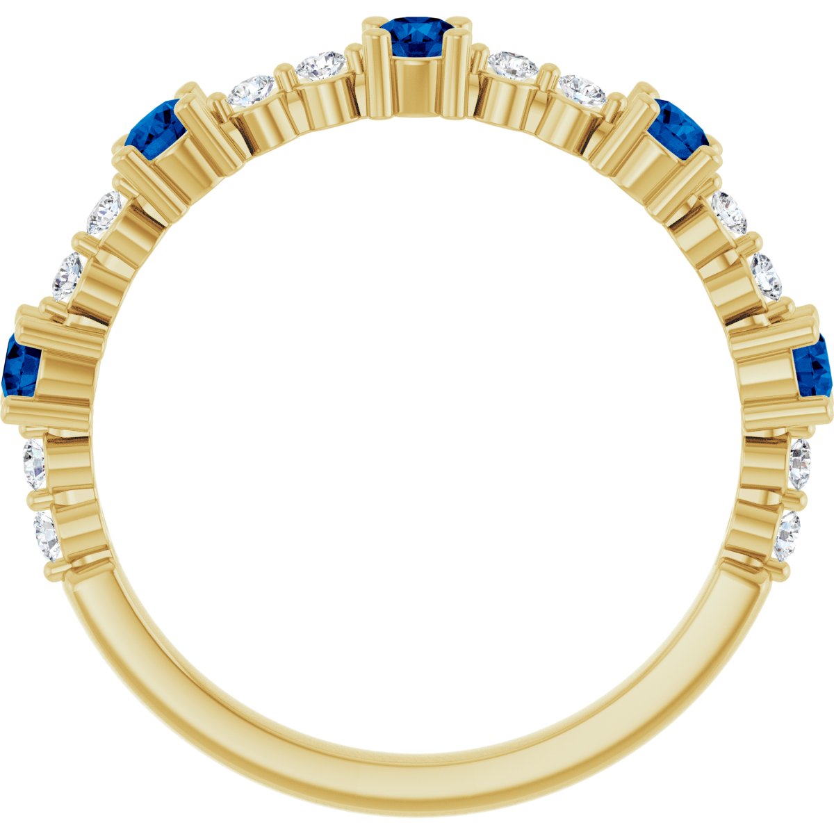Lab-Grown Blue Sapphire & 1/6 CTW Natural Diamond Ring in 14k yellow gold