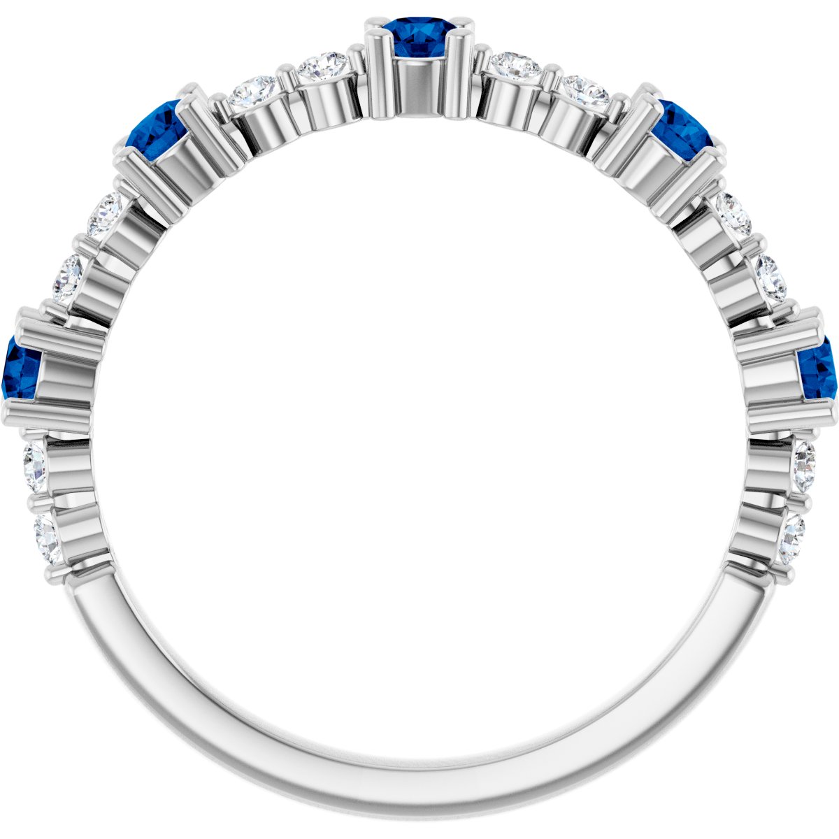 Lab-Grown Blue Sapphire & 1/6 CTW Natural Diamond Ring in 14k white gold