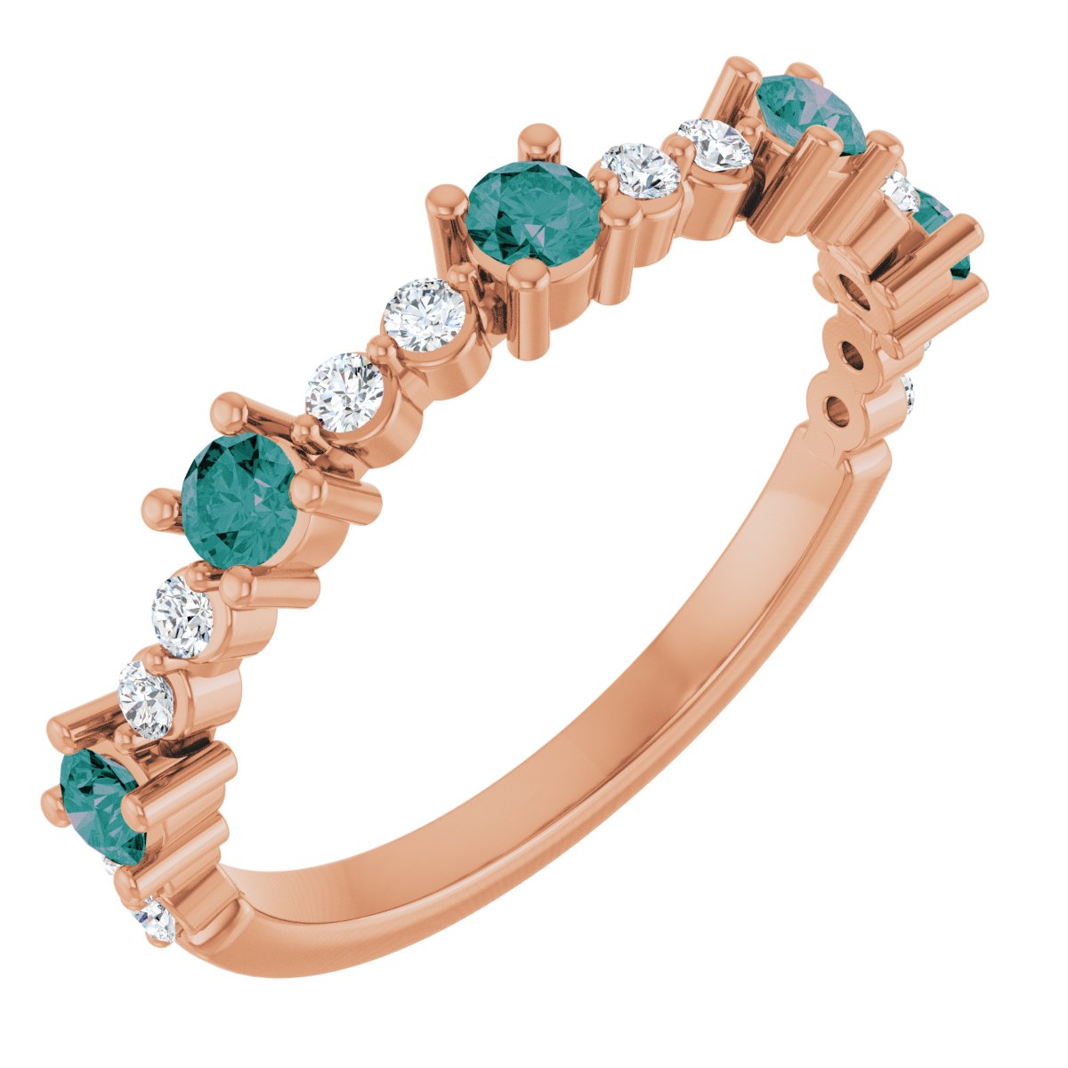 Lab-Grown Alexandrite & 1/6 CTW Natural Diamond Ring in 14k rose gold