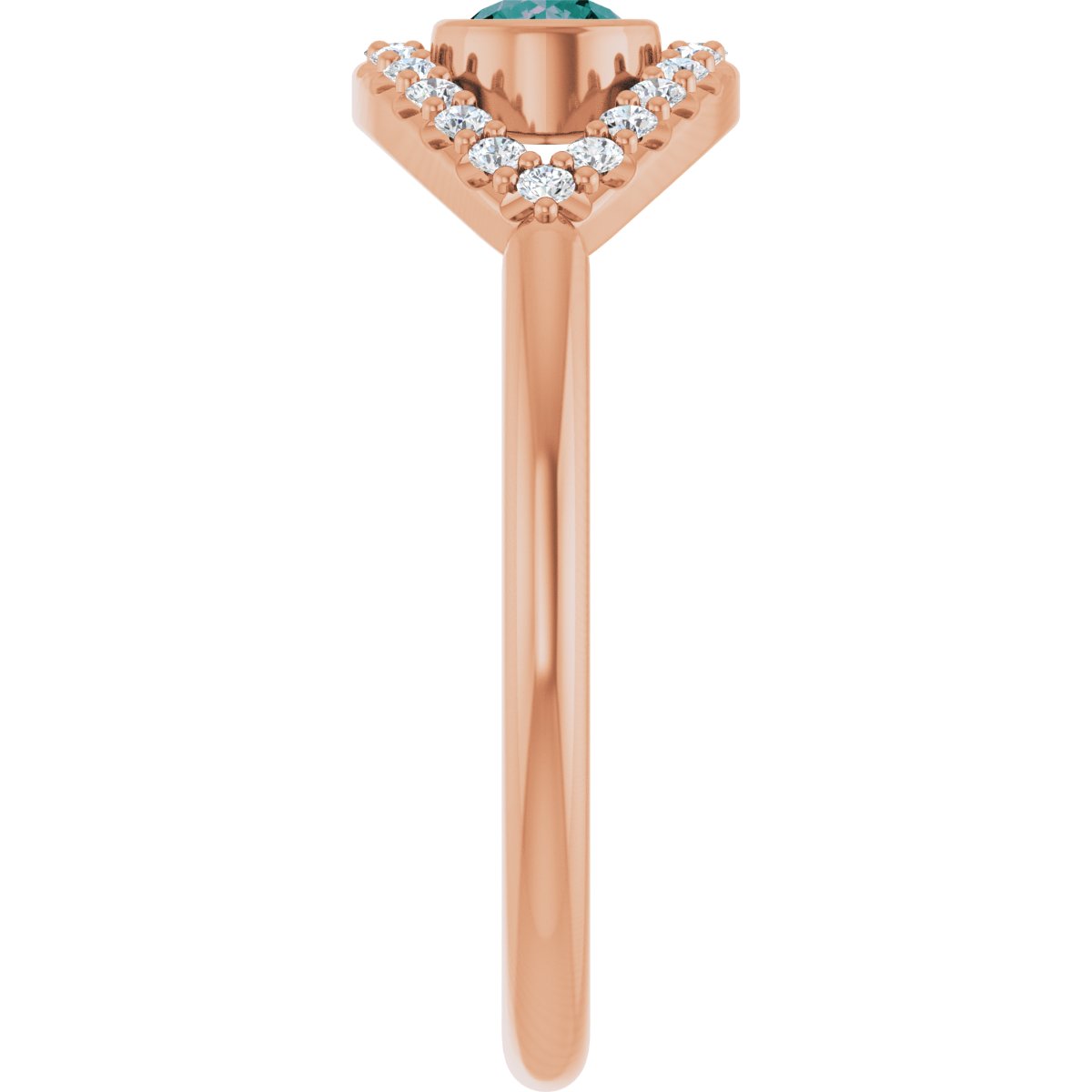 Natural Alexandrite & Natural White Sapphire Evil Eye Ring in 14k rose gold