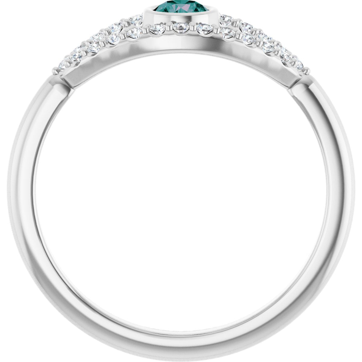 Natural Alexandrite & Natural White Sapphire Evil Eye Ring