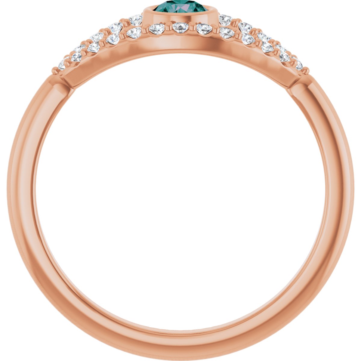Natural Alexandrite & Natural White Sapphire Evil Eye Ring in 14k rose gold