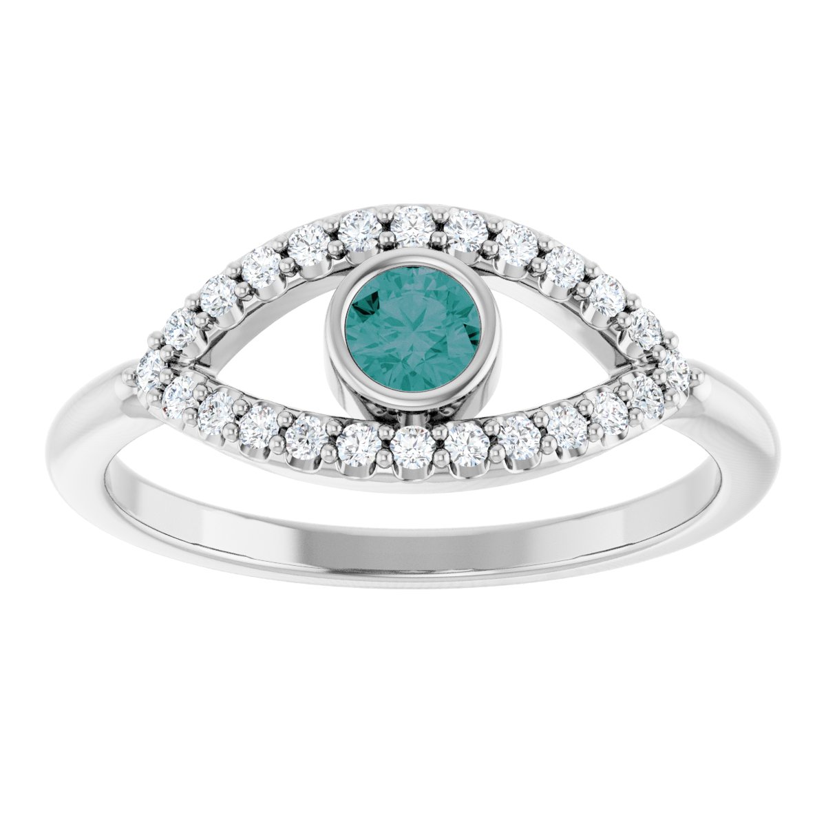 Natural Alexandrite & Natural White Sapphire Evil Eye Ring