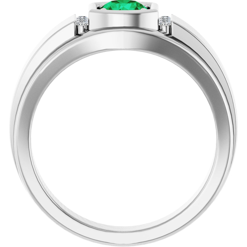 Natural Emerald & .08 CTW Natural Diamond Ring