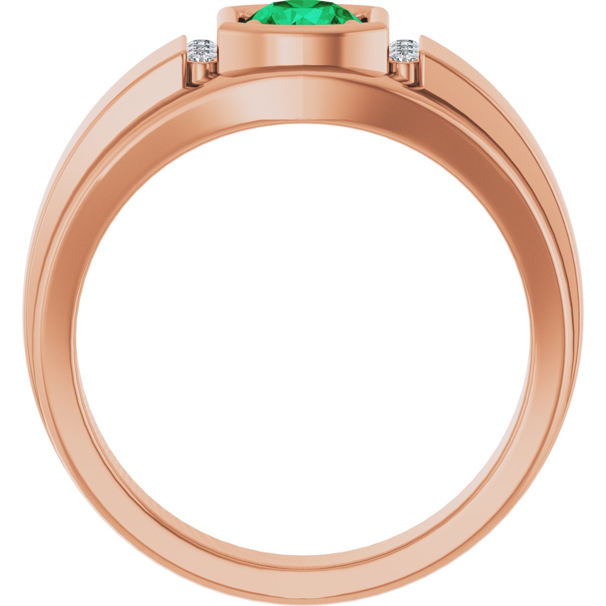 Natural Emerald & .08 CTW Natural Diamond Ring in 14k rose gold