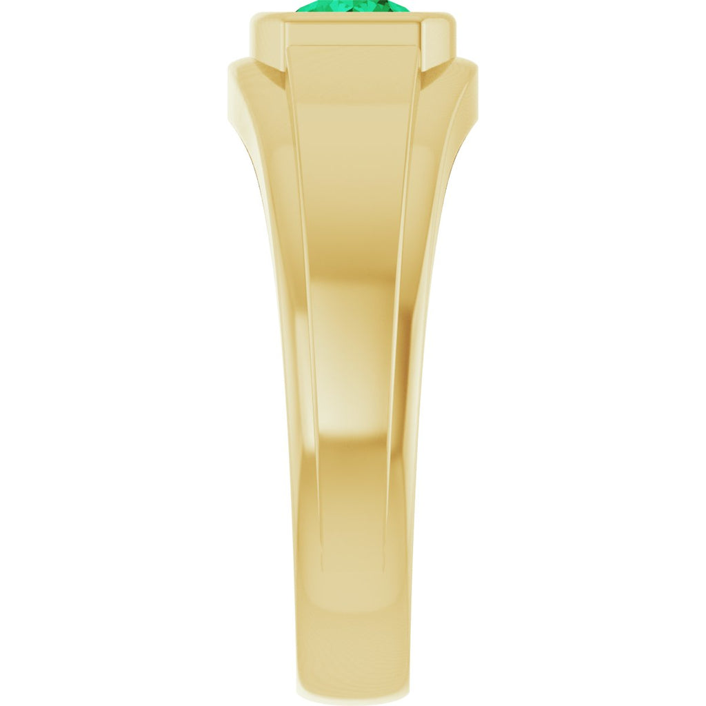 Natural Emerald & .08 CTW Natural Diamond Ring in 14k yellow gold