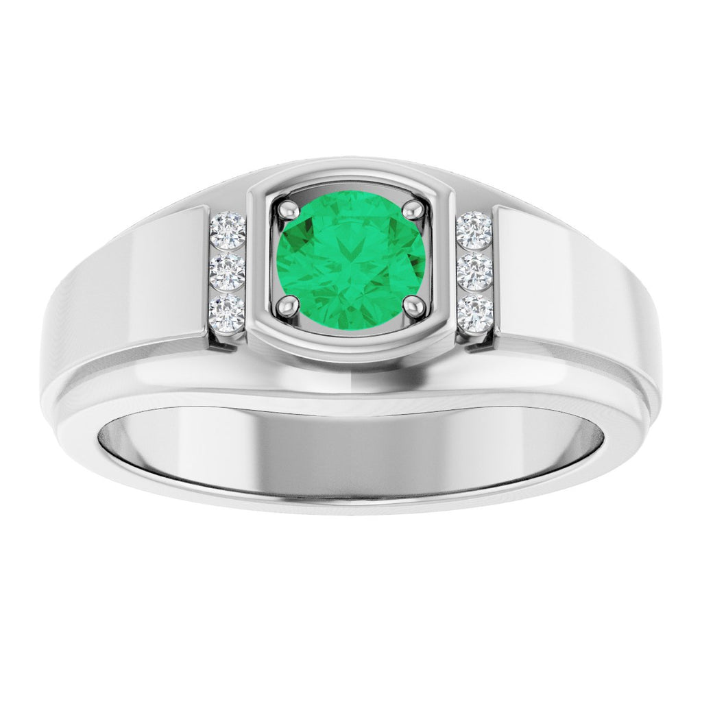 Natural Emerald & .08 CTW Natural Diamond Ring