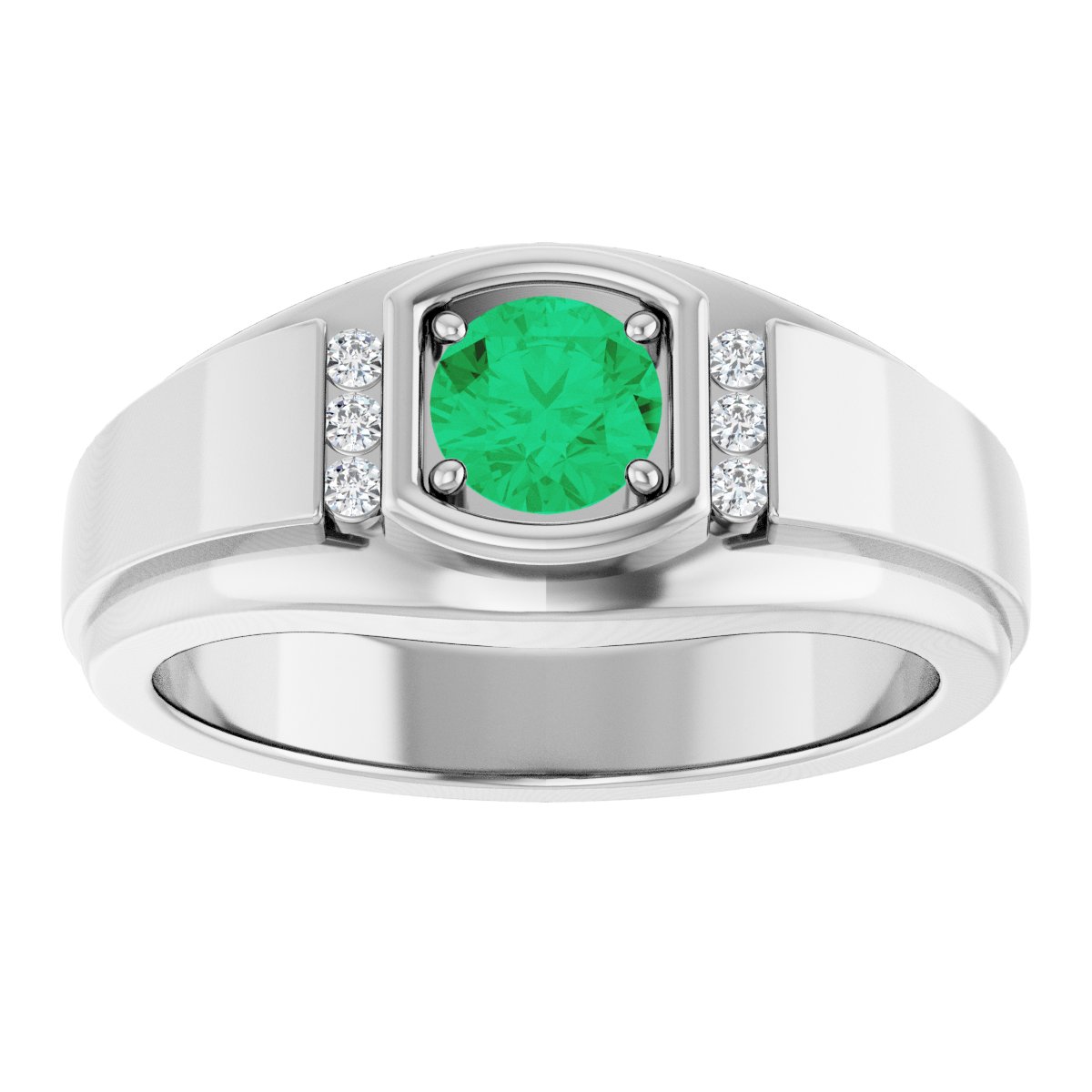 Natural Emerald & .08 CTW Natural Diamond Ring