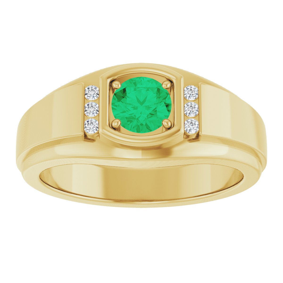 Natural Emerald & .08 CTW Natural Diamond Ring in 14k yellow gold