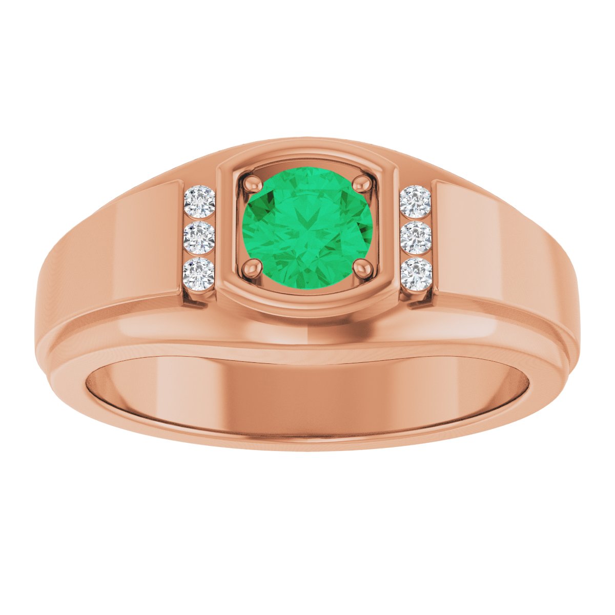 Natural Emerald & .08 CTW Natural Diamond Ring in 14k rose gold