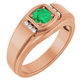 Natural Emerald & .08 CTW Natural Diamond Ring in 14k rose gold