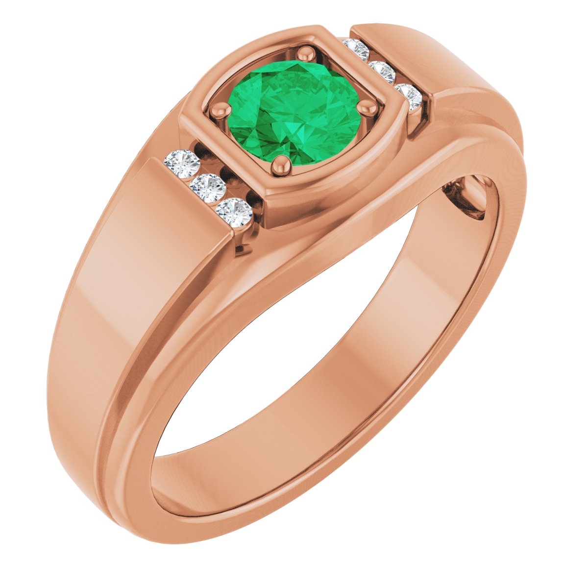 Natural Emerald & .08 CTW Natural Diamond Ring in 14k rose gold