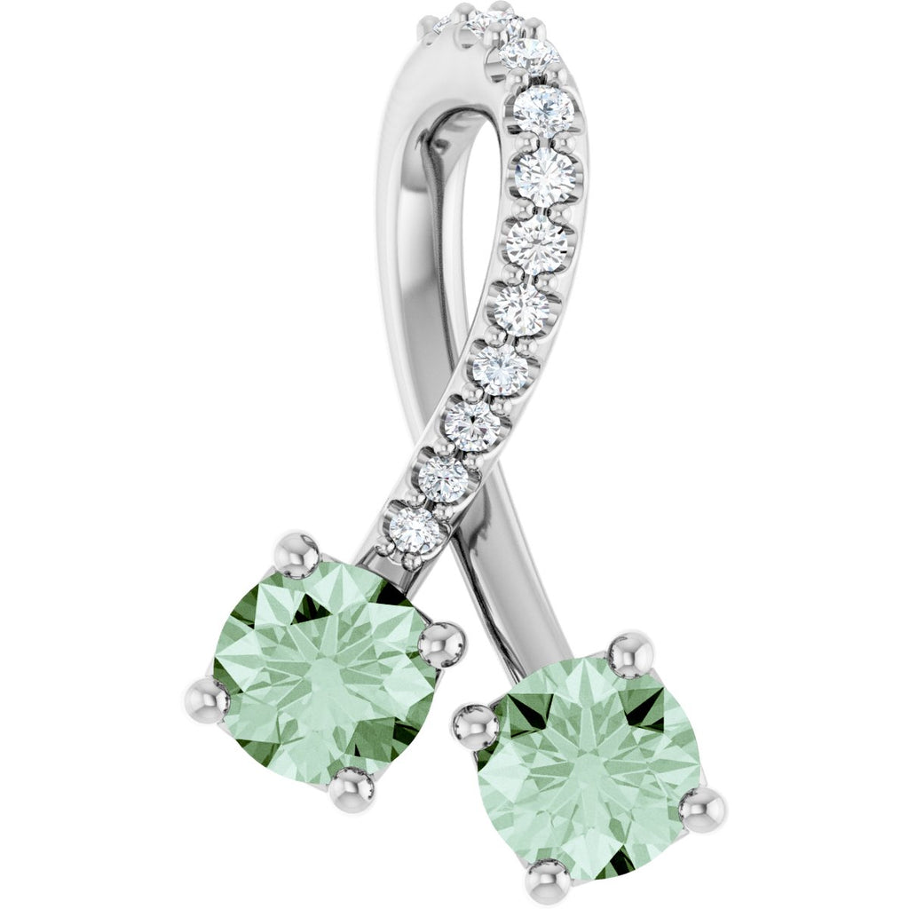Lab-Grown Alexandrite & .05 CTW Natural Diamond Pendant in 14k white gold