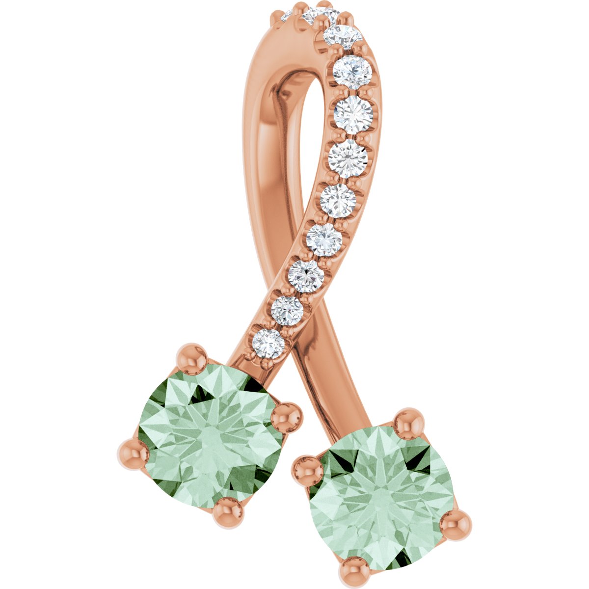 Lab-Grown Alexandrite & .05 CTW Natural Diamond Pendant in 14k rose gold