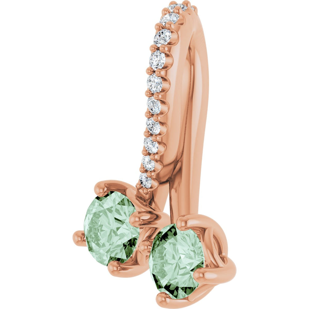 Lab-Grown Alexandrite & .05 CTW Natural Diamond Pendant in 14k rose gold