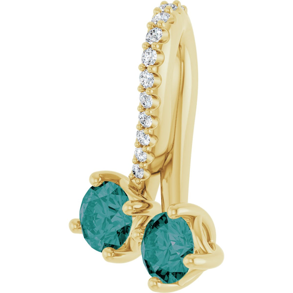 Lab-Grown Alexandrite & .05 CTW Natural Diamond Pendant in 14k yellow gold
