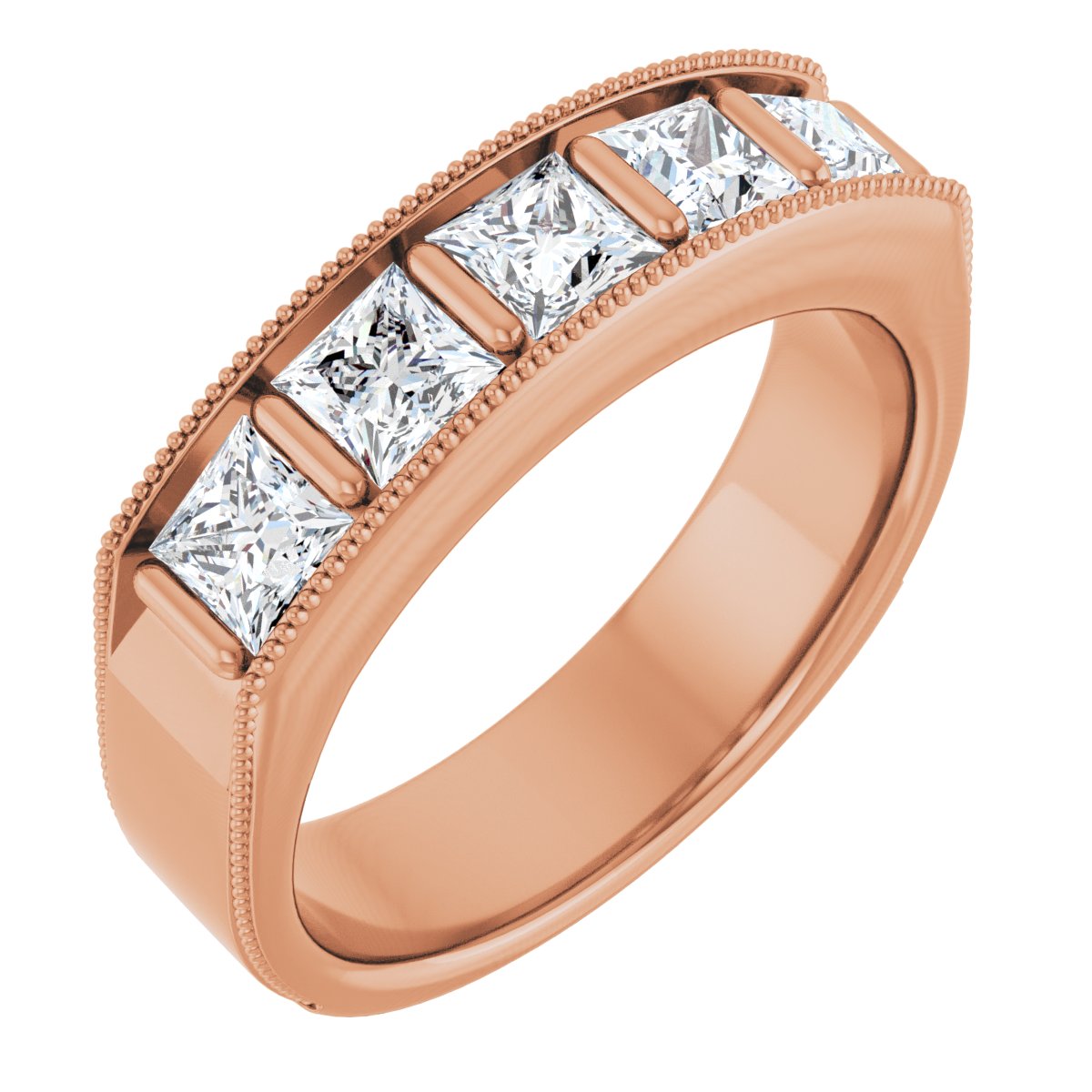 1 9/10 CTW Natural Diamond Milgrain Band in 14k rose gold