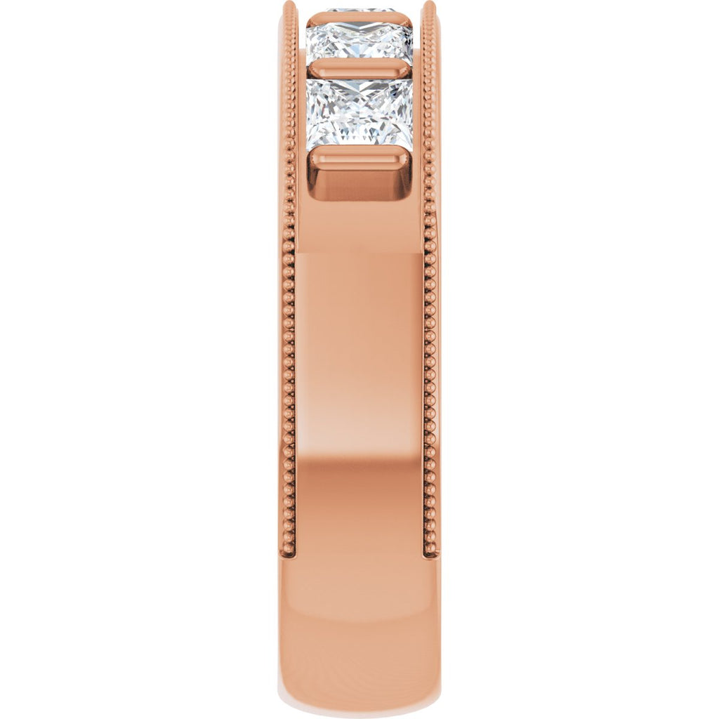1 9/10 CTW Natural Diamond Milgrain Band in 14k rose gold