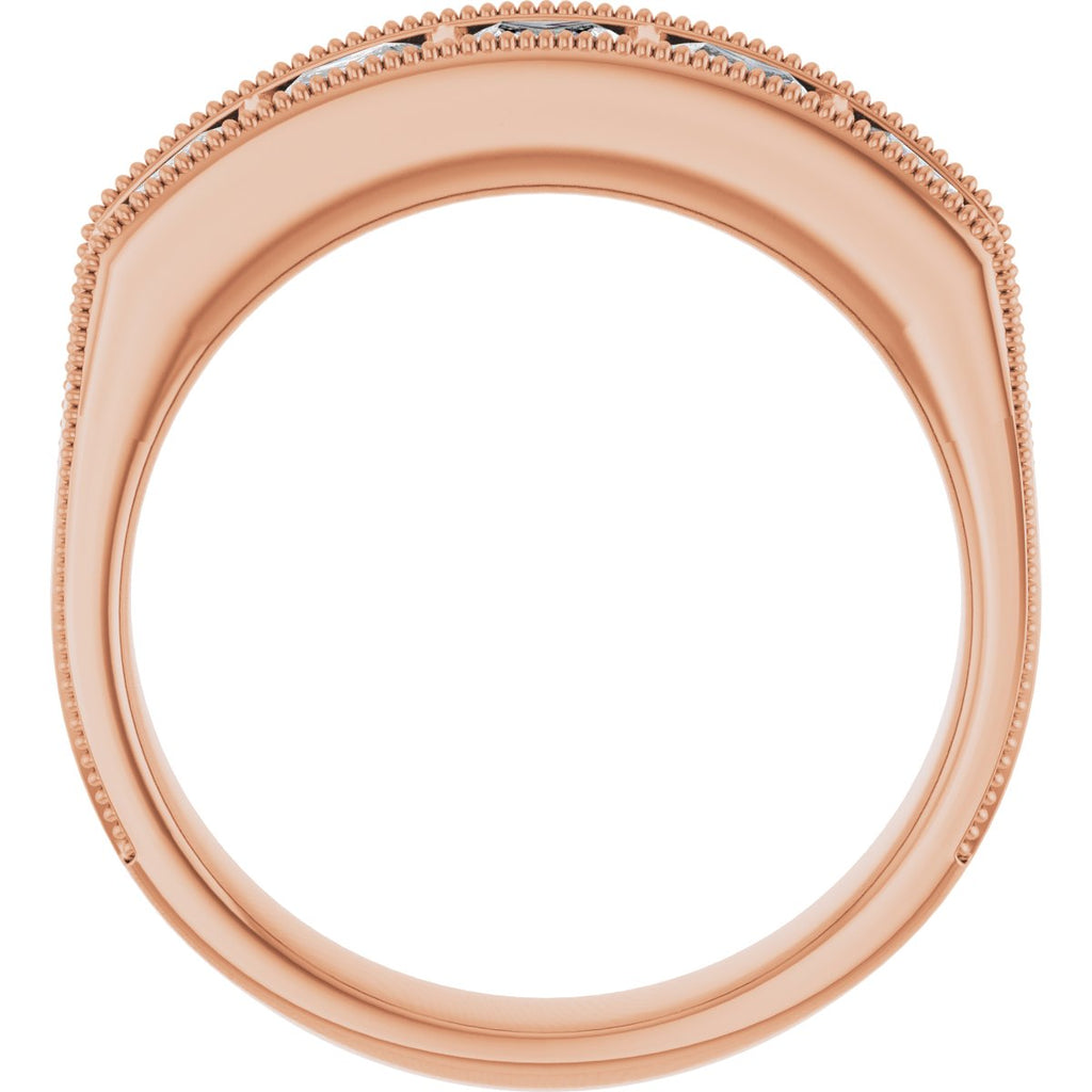 1 9/10 CTW Natural Diamond Milgrain Band in 14k rose gold