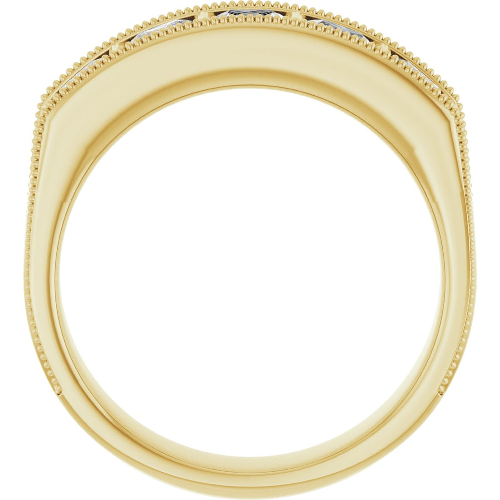 1 9/10 CTW Natural Diamond Milgrain Band in 14k yellow gold