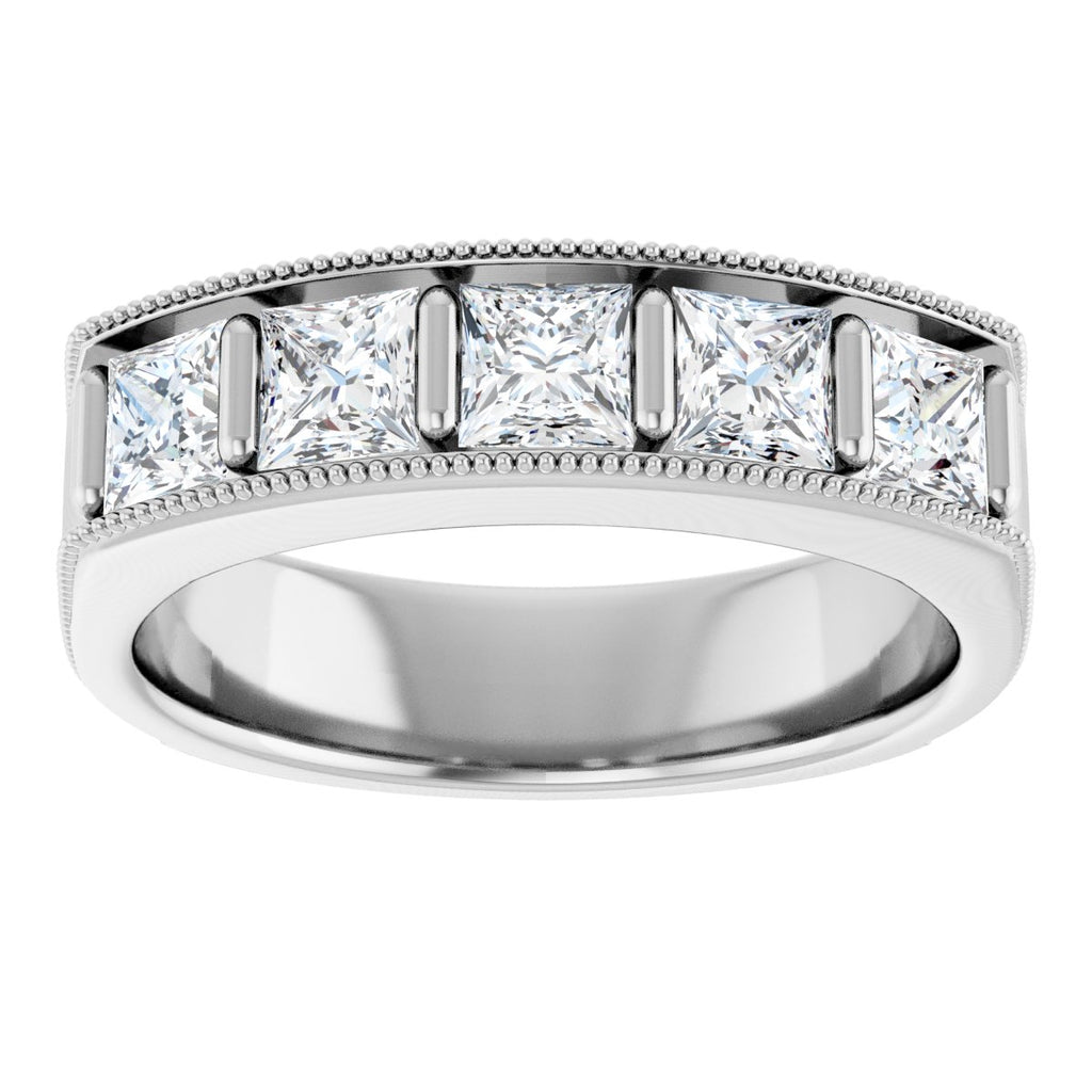 1 9/10 CTW Natural Diamond Milgrain Band in 14k white gold