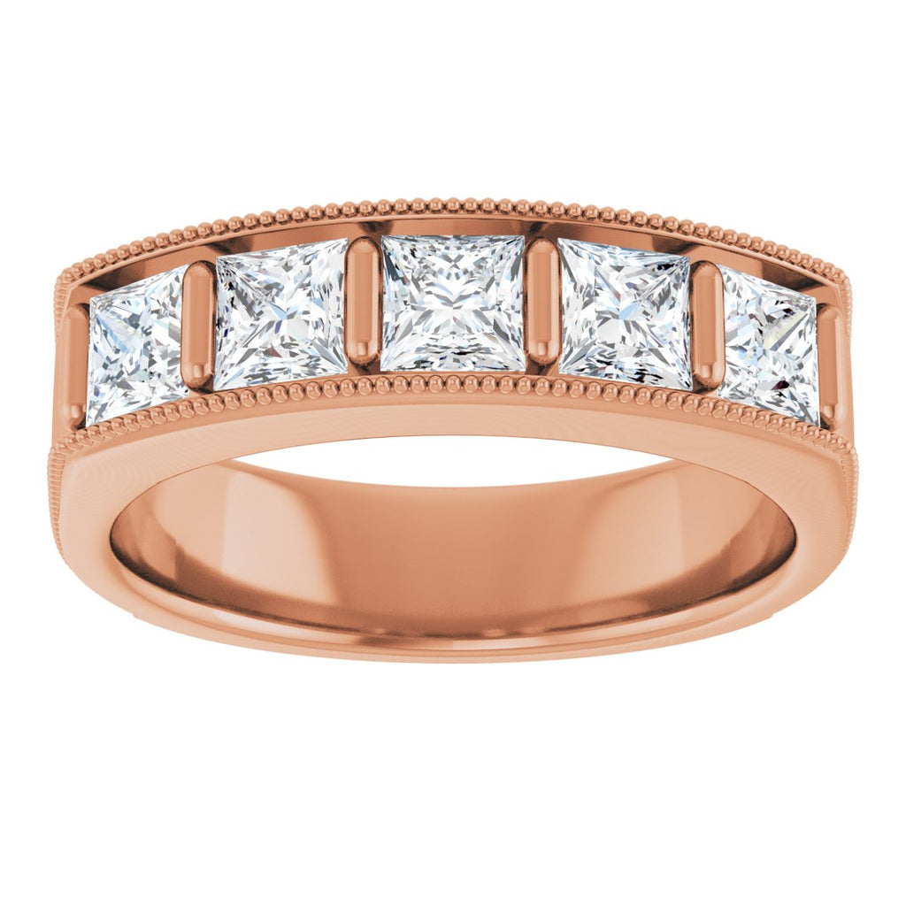 1 9/10 CTW Natural Diamond Milgrain Band in 14k rose gold