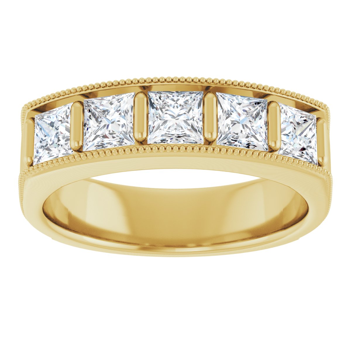 1 9/10 CTW Natural Diamond Milgrain Band in 14k yellow gold