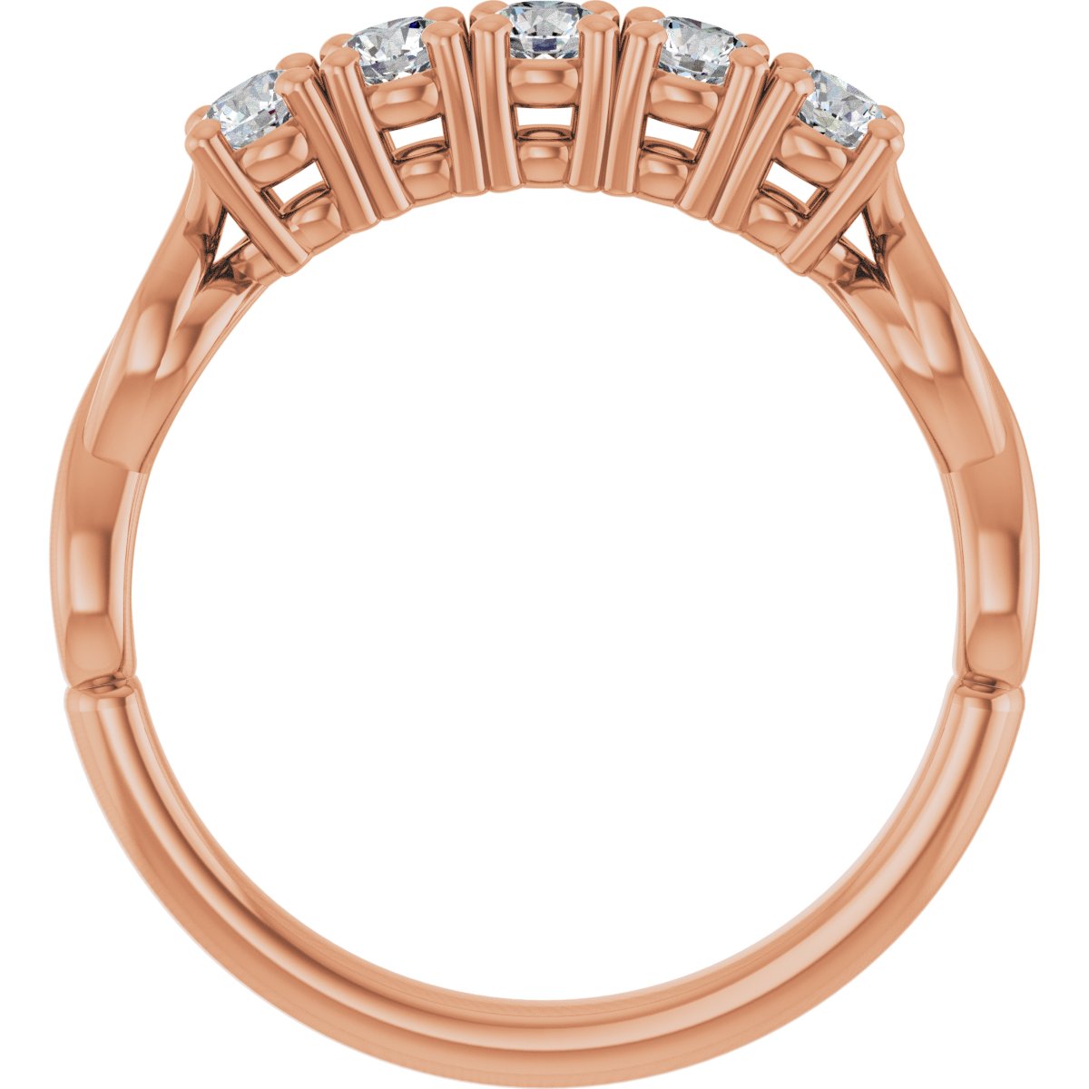 1 CTW Natural Diamond Five-Stone Anniversary Band in 14k rose gold