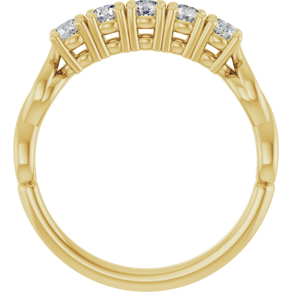 1 CTW Natural Diamond Five-Stone Anniversary Band in 14k yellow gold