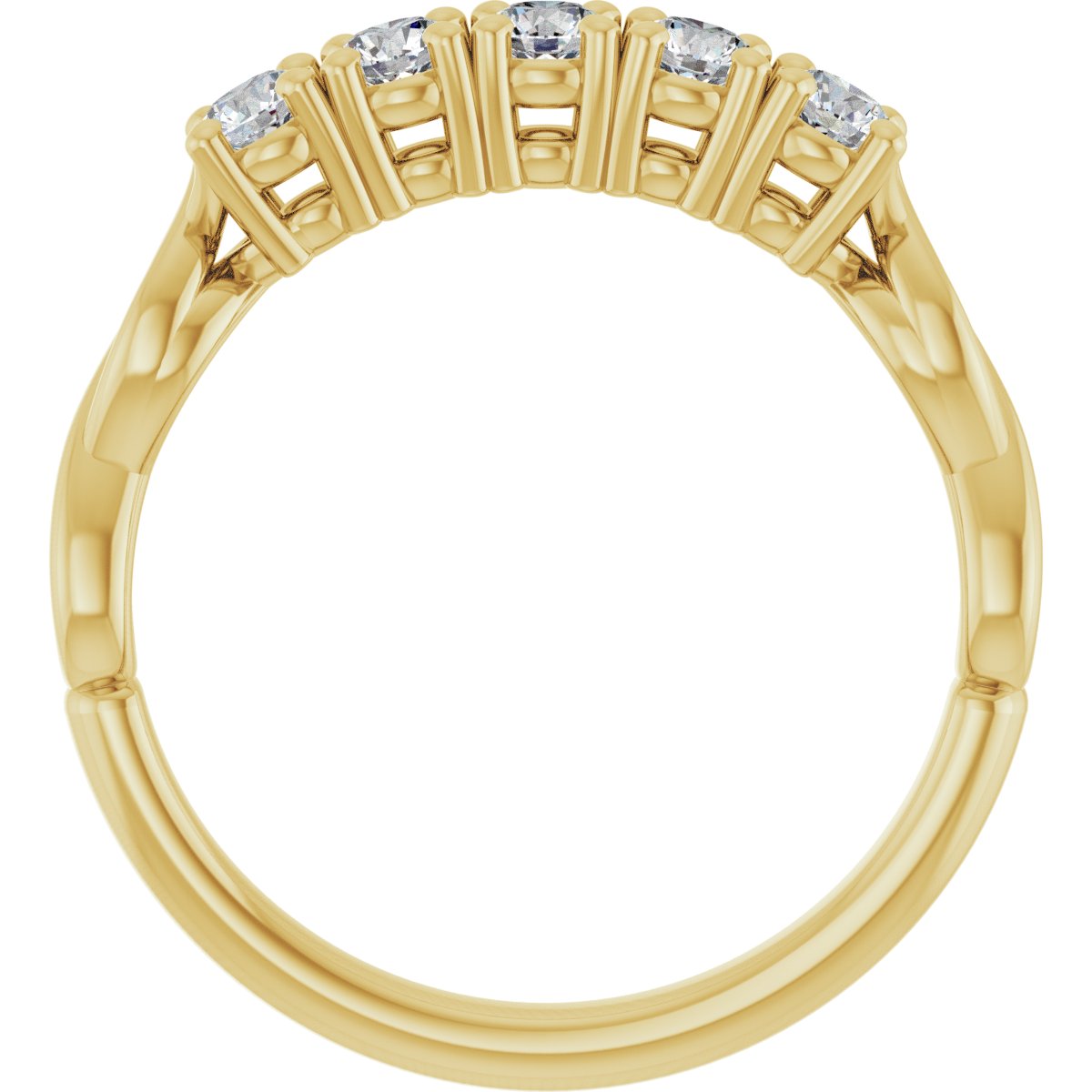 1 CTW Natural Diamond Five-Stone Anniversary Band in 14k yellow gold